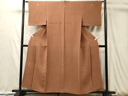 平和屋着物■上質な色無地　砥茶色　鬼しぼ縮緬　正絹　逸品　CABL0530oy