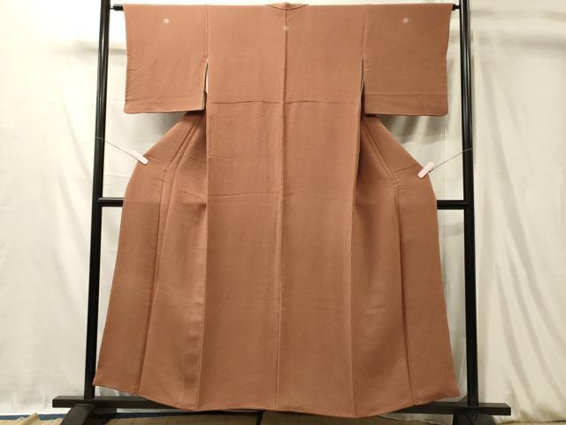 平和屋着物■上質な色無地　砥茶色　鬼しぼ縮緬　正絹　逸品　CABL0530oy