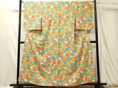 平和屋着物■上質な小紋　草花文　正絹　逸品　CABL0531oy