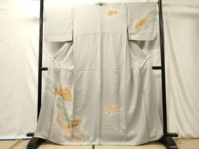 平和屋着物■訪問着　手描き　地紙重ね流水花松文　暈し染め　金彩　正絹　逸品　CABL0534oy