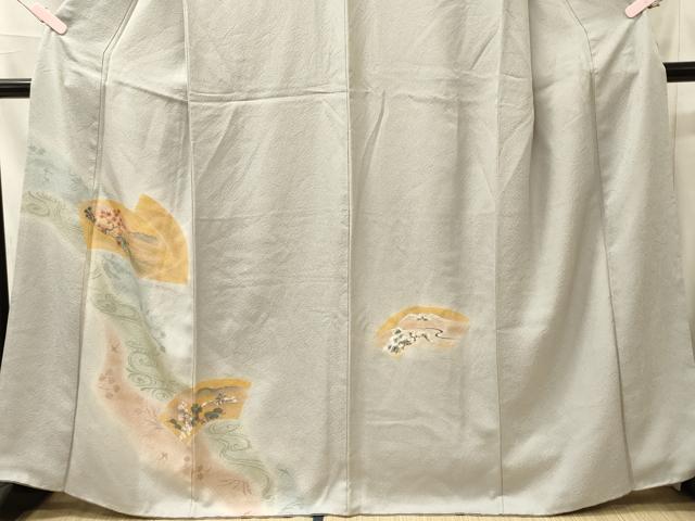 平和屋着物■訪問着　手描き　地紙重ね流水花松文　暈し染め　金彩　正絹　逸品　CABL0534oy