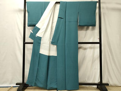 平和屋着物■本草木染作家　瑞寶　色無地　青碧色　正絹　逸品　CABL0536oy