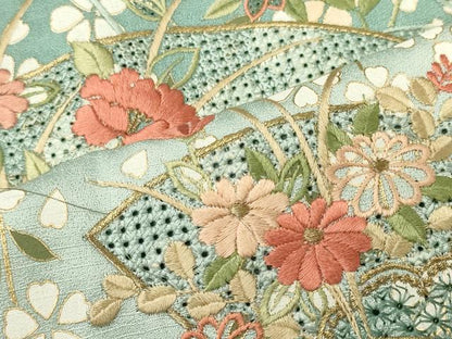 平和屋着物■中国三大刺繍　スワトウ刺繍　訪問着　地紙重ね花文　暈し染め　金彩　正絹　逸品　CABL0542oy