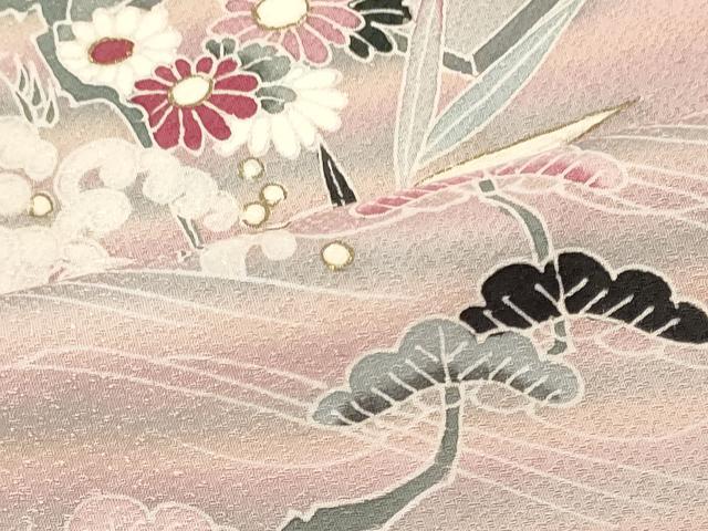 平和屋着物■訪問着　立波花松文　暈し染め　金彩　正絹　逸品　CABL0545oy