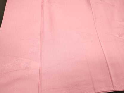 平和屋着物■上質な色無地　芝草花地紋　紅梅色　反端付き　正絹　逸品　未使用　CABL0547oy