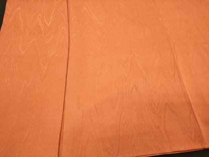平和屋着物■上質な色無地　杢目地紋　柿色　正絹　逸品　CABL0553oy