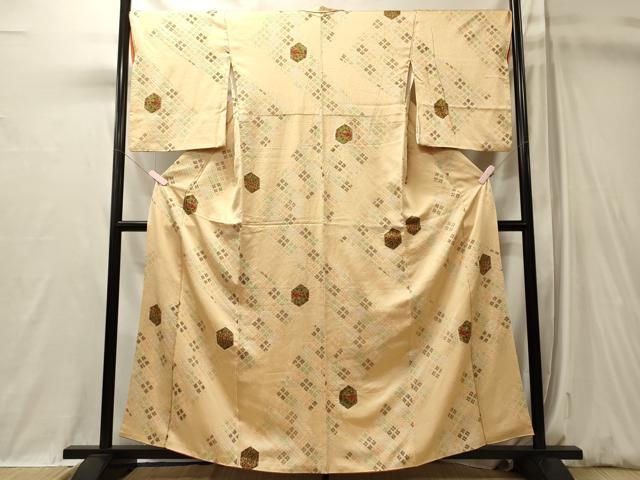 平和屋着物■上質な小紋　絞り　亀甲草花文　暈し染め　正絹　逸品　CABL0554oy