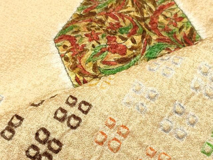 平和屋着物■上質な小紋　絞り　亀甲草花文　暈し染め　正絹　逸品　CABL0554oy