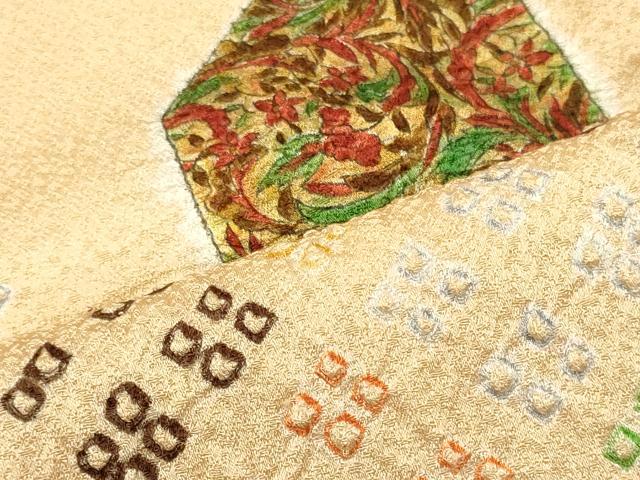 平和屋着物■上質な小紋　絞り　亀甲草花文　暈し染め　正絹　逸品　CABL0554oy