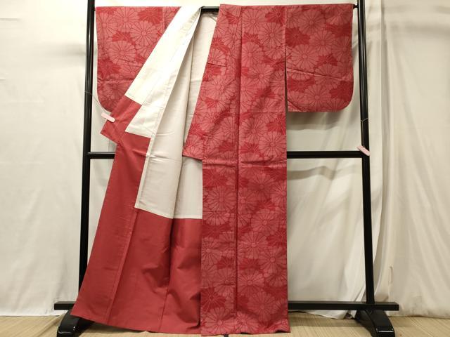 平和屋着物■上質な紬　菊文　正絹　逸品　未使用　CABL0557oy