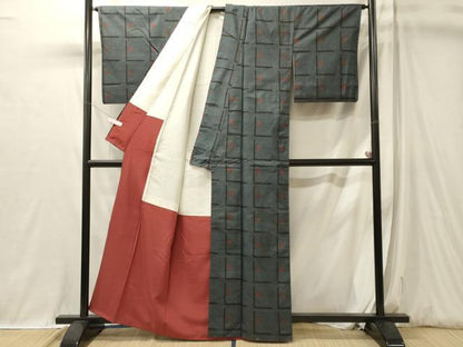 平和屋着物■上質な紬　幾何学文様　正絹　逸品　CABL0559oy