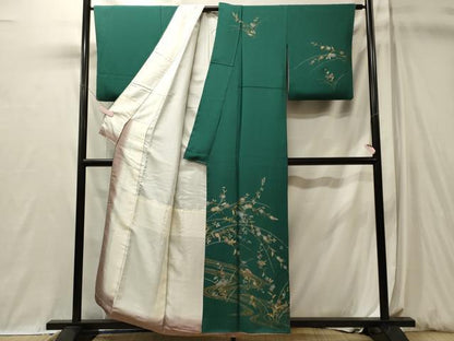 平和屋着物■訪問着　流水草花文　金銀彩　正絹　逸品　CABL0570oy