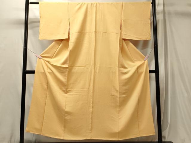 平和屋着物■上質な色無地　吉祥地紋　卵色　正絹　逸品　CABL0575oy