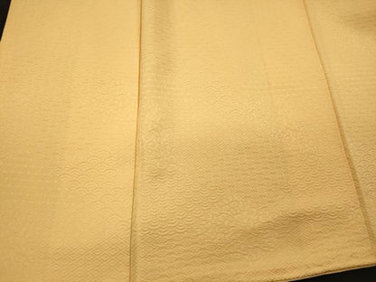 平和屋着物■上質な色無地　吉祥地紋　卵色　正絹　逸品　CABL0575oy