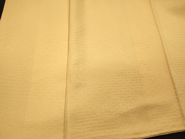 平和屋着物■上質な色無地　吉祥地紋　卵色　正絹　逸品　CABL0575oy
