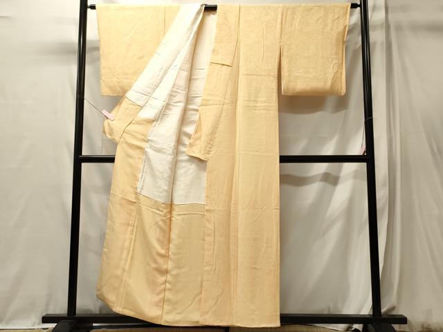 平和屋着物■上質な色無地 墨流し地紋 卵色 正絹 逸品 CABL0581oy