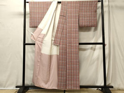 平和屋着物■上質な小紋　格子柄　正絹　逸品　CABL0586oy