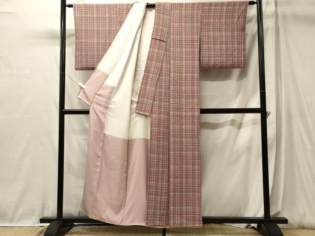 平和屋着物■上質な小紋　格子柄　正絹　逸品　CABL0586oy