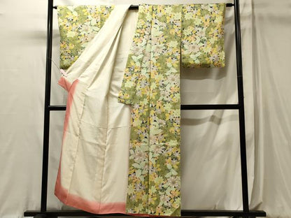 平和屋着物■上質な小紋　草花文　金彩　正絹　逸品　CABL0588oy