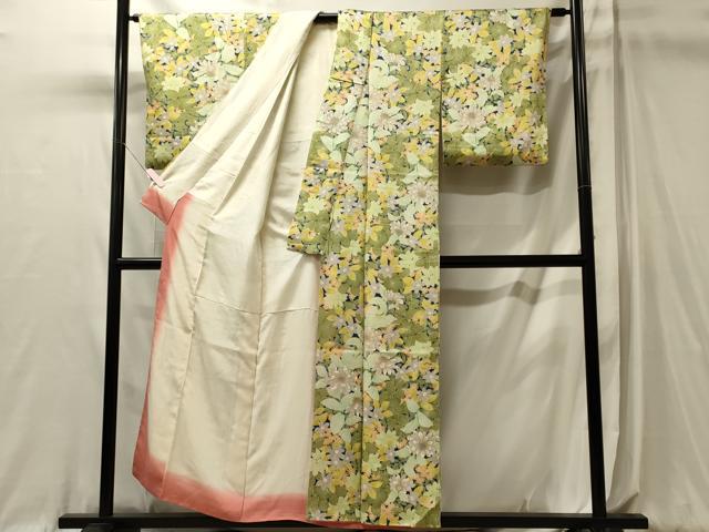 平和屋着物■上質な小紋　草花文　金彩　正絹　逸品　CABL0588oy