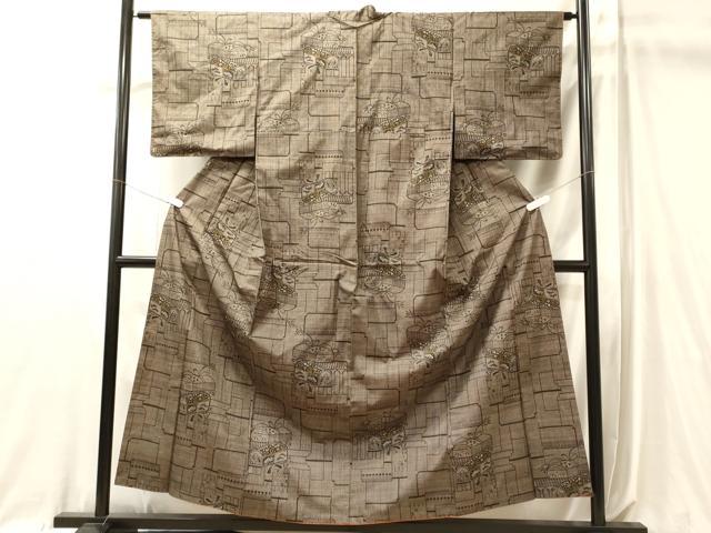 平和屋着物■本場大島紬　7マルキ　文箱花文　正絹　逸品　CABL0590oy
