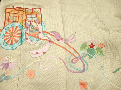 平和屋着物■豪華振袖　駒刺繍　総絞り　御所車花文　金銀糸　正絹　逸品　CABL0593oy