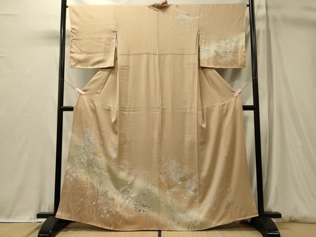 平和屋着物■訪問着　群鶴草花文　暈し染め　金彩　正絹　逸品　未使用　CABL0601oy