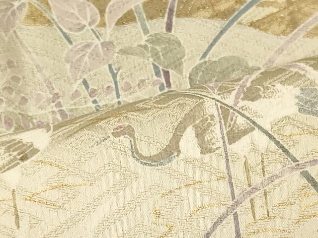 平和屋着物■訪問着　群鶴草花文　暈し染め　金彩　正絹　逸品　未使用　CABL0601oy