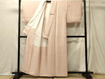 平和屋着物■上質な色無地　流線地紋　薄桜色　正絹　逸品　CABL0608oy
