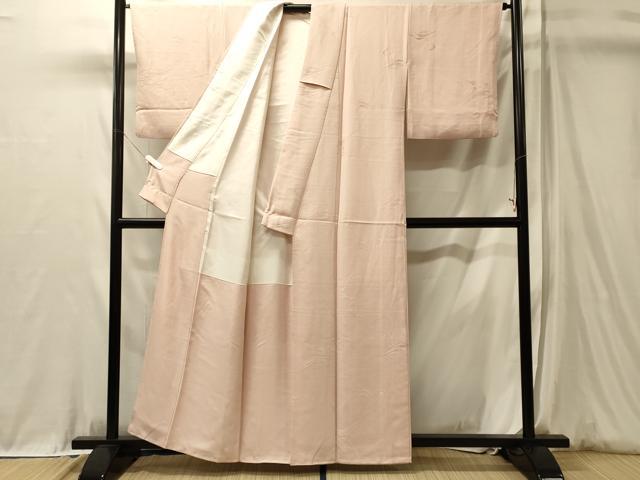 平和屋着物■上質な色無地　流線地紋　薄桜色　正絹　逸品　CABL0608oy