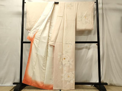 平和屋着物■訪問着　刺繍　椿　暈し染め　正絹　逸品　CABL0625oy