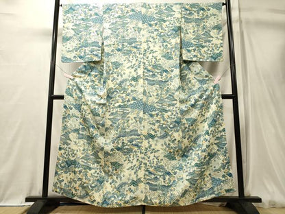 平和屋着物■上質な小紋　風景草花文　正絹　逸品　未使用　CABL0629oy