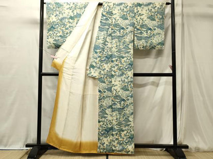 平和屋着物■上質な小紋　風景草花文　正絹　逸品　未使用　CABL0629oy