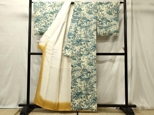 平和屋着物■上質な小紋　風景草花文　正絹　逸品　未使用　CABL0629oy