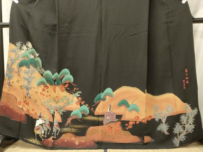 平和屋着物■豪華黒留袖　蔦の細道　深江芦舟　暈し染め　金彩　鬼しぼ縮緬　正絹　逸品　CABL0631oy