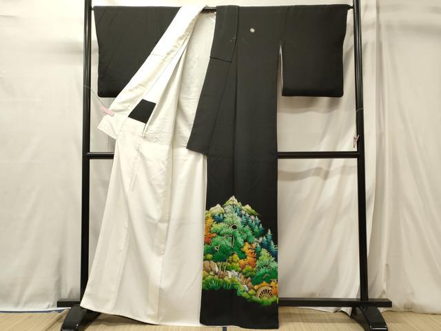 平和屋着物■豪華黒留袖　作家物　手描き　遠山枝松文　正絹　逸品　CABL0634oy