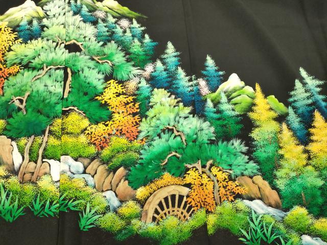 平和屋着物■豪華黒留袖　作家物　手描き　遠山枝松文　正絹　逸品　CABL0634oy