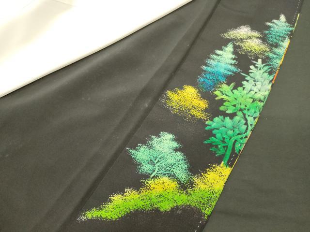 平和屋着物■豪華黒留袖　作家物　手描き　遠山枝松文　正絹　逸品　CABL0634oy