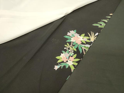 平和屋着物■豪華黒留袖　作家物　風景枝花松文　正絹　逸品　CABL0635oy
