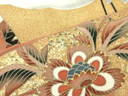 平和屋着物■豪華黒留袖　作家物　駒刺繍　飛鶴地紙花文　暈し染め　金彩　正絹　逸品　CABL0636oy