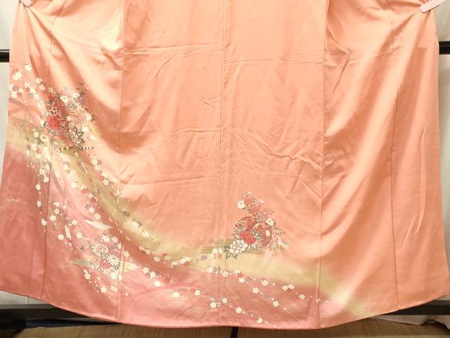 平和屋着物■訪問着　鼓花文　暈し染め　金銀彩　正絹　逸品　CABL0640oy
