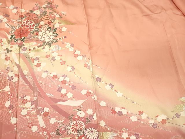 平和屋着物■訪問着　鼓花文　暈し染め　金銀彩　正絹　逸品　CABL0640oy