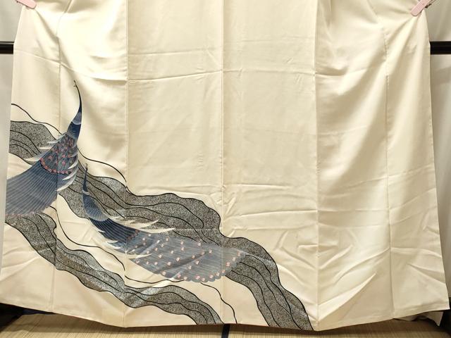 平和屋着物■訪問着　刺繍　流線孔雀文　金糸　正絹　逸品　CABL0641oy