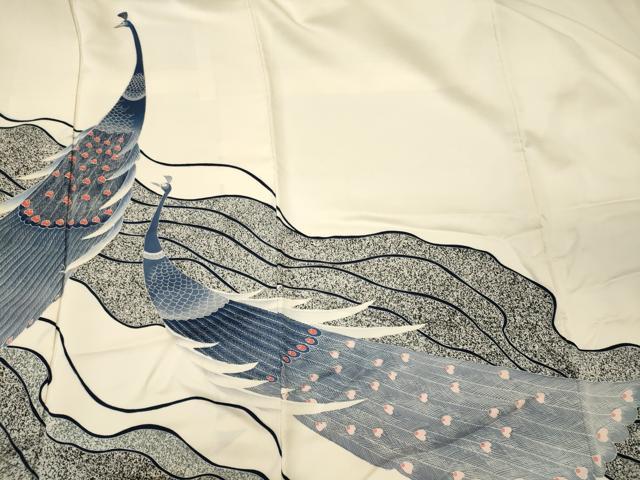 平和屋着物■訪問着　刺繍　流線孔雀文　金糸　正絹　逸品　CABL0641oy