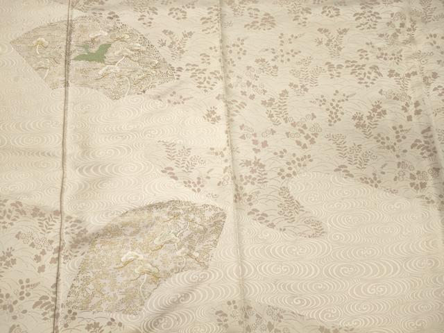 平和屋着物■訪問着　刺繍　飛鶴枝松文　金彩　正絹　逸品　CABL0643oy