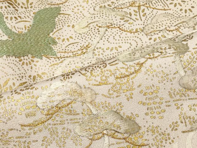 平和屋着物■訪問着　刺繍　飛鶴枝松文　金彩　正絹　逸品　CABL0643oy
