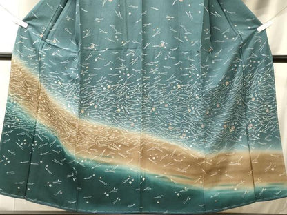 平和屋着物■訪問着　舞花松葉文　暈し染め　鬼しぼ縮緬　正絹　逸品　未使用　CABL0647oy