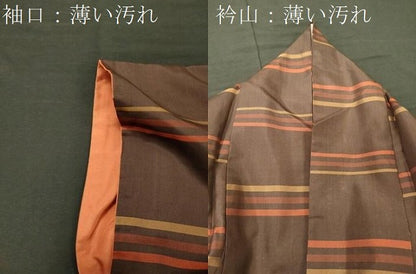 平和屋着物■上質な紬　横段文　正絹　逸品　CABL0648oy