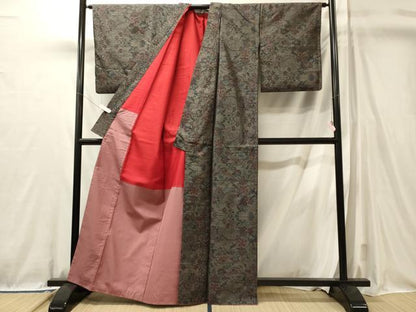 平和屋着物■本場大島紬　風景花松文　正絹　逸品　CABL0650oy