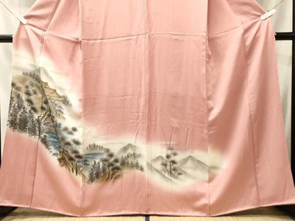 平和屋着物■豪華色留袖　手描き　遠山風景文　暈し染め　金彩　正絹　逸品　CABL0651oy